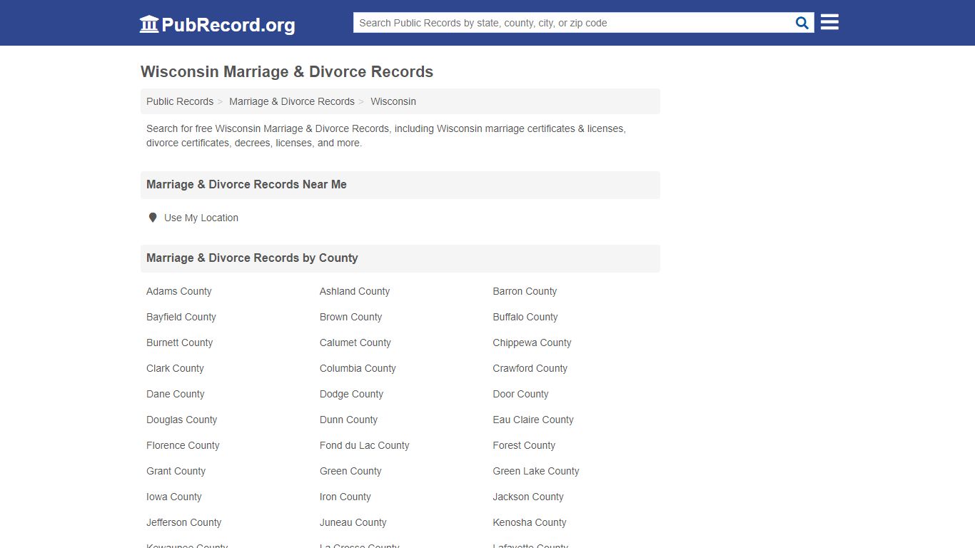 Free Wisconsin Marriage & Divorce Records - PubRecord.org